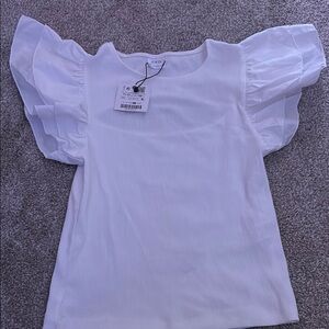 Zara White Ribbed Knit Top